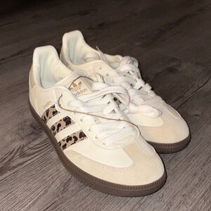 Adidas Women's Samba Cream and Animal Print Sneakers